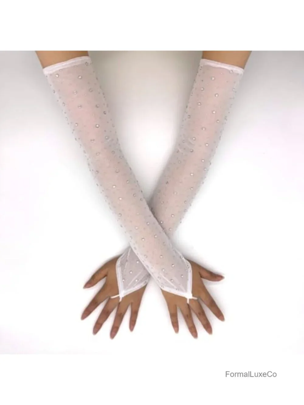 Women's Sheer Lace Fingerless Gloves for Bridal Wedding Prom Opera
